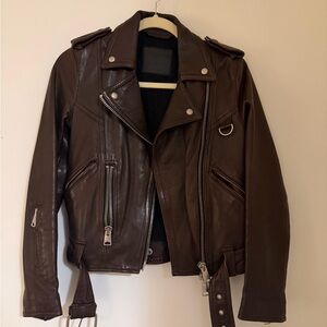 All Saints Dark Brown Leather Jacket